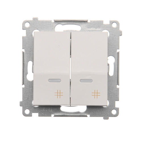 Łącznik krzyżowy podwójny z podświetleniem (moduł) 10AX, 250V~, szybkozłącza; biały - DW7/2L.01/11 - KONTAKT SIMON