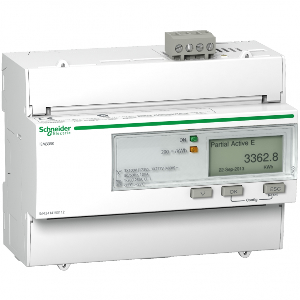 LICZNIK ENERGII SZYNA DIN, WYŚWIETLACZ 125 A MODBUS RS485 IEM 3350 - A9MEM3350 - SCHNEIDER ELECTRIC