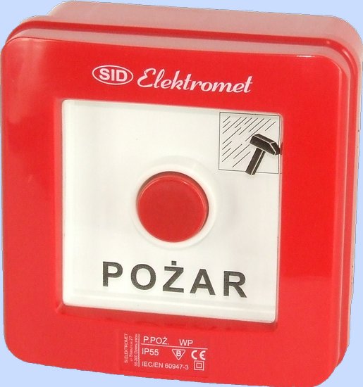 RĘCZNY OSTRZEGACZ POŻAROWY 2 TORY PRĄDOWE 12A NO-NO POŻAR NATYNKOWY, SAMOCZYNNY WP-2S - 921402 - ELEKTROMET DZIERŻONIÓW