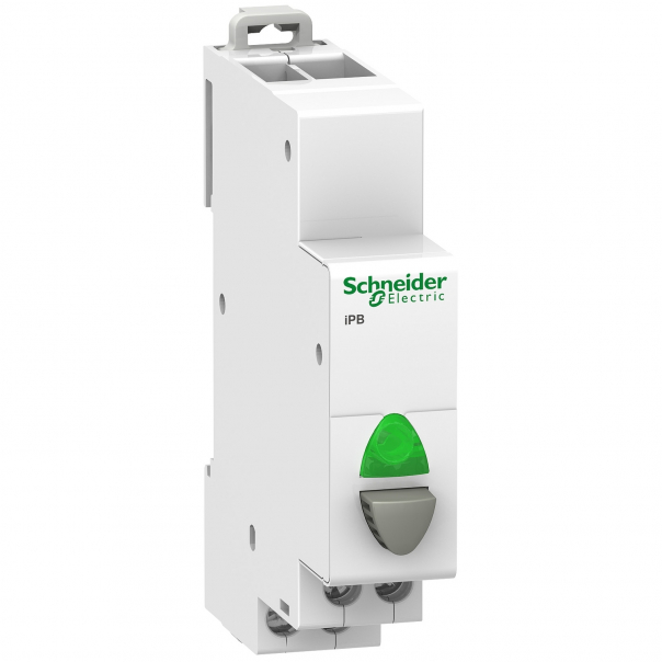 PRZYCISK MODUŁOWY 1P 16A 1NO 250V Z LAMPKĄ SYGNALIZACYJNĄ ZIELONY IPB - A9E18036 - SCHNEIDER ELECTRIC