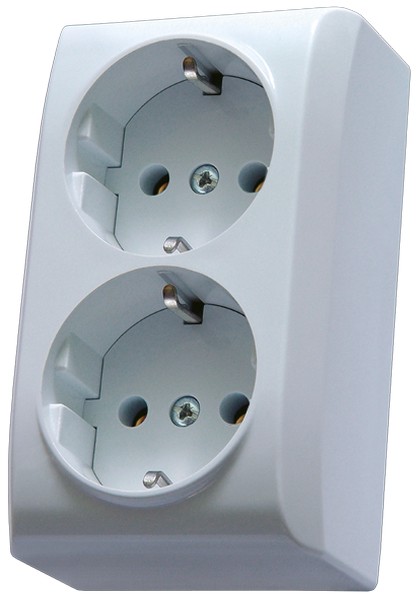 GNIAZDO PODWÓJNE Z UZIEMIENIEM SCHUKO BIAŁE BIS  - GN-2BS/00 - OSPEL