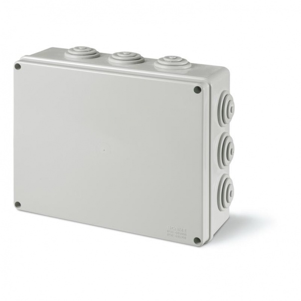 PUSZKA NATYNK 190X140X70MM Z DŁAWNICAMI IP55 SZARY SCABOX - 685.007 - SCAME