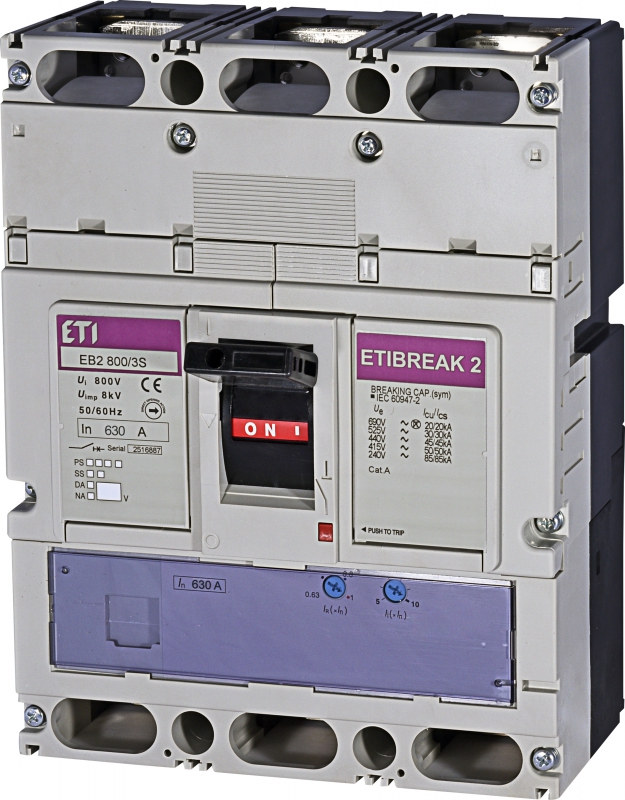 WYŁĄCZNIK MOCY 3P, 50KA, WYZW. TM EB2 800/3S 630A 3P - 004672160 - ETI
