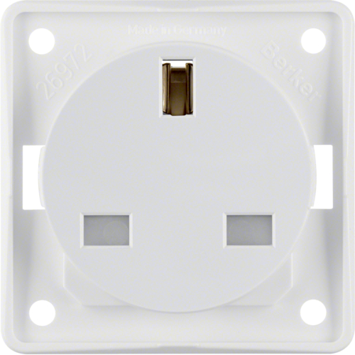 GNIAZDO POJEDYNCZE Z UZIEMIENIEM 2P+Z Z PRZESŁONAMI STANDARD BRYTYJSKI 16A 250V BIAŁY MAT INTEGRO FLOW - 962622502 - HAGER - BERKER