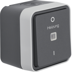 ŁĄCZNIK KONTROLNY Z NADRUKIEM "HEIZUNG 0-1" KOMPLETNY IP55 SZARY W.1  - 35623505 - HAGER - BERKER