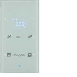 SENSOR DOTYKOWY PODWÓJNY Z REGULATOREM TEMPERATURY KONFIGUROWALNY SZKLANY BIAŁY TS SENSOR KNX  - 75642130 - HAGER