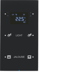 SENSOR DOTYKOWY PODWÓJNY Z REGULATOREM TEMPERATURY KONFIGUROWALNY CZARNY SZKŁO R.3  - 75642155 - HAGER
