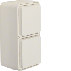 GNIAZDO SCHUKO 2P+Z KOMPLETNE PODWÓJNE PIONOWE IP55 BIAŁY W.1  - 47703522 - HAGER