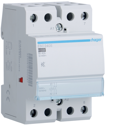 STYCZNIK CICHY 230VAC 2NO 40A. - ESC240S - HAGER