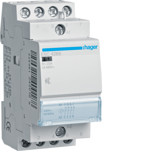 STYCZNIK CICHY 230VAC 4NC 25A. - ESC426S - HAGER