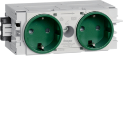 GNIAZDO SCHUKO PODWÓJNE WAGO C-PROFIL ZIELONE - GS20006029 - HAGER