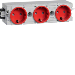 GNIAZDO SCHUKO POTRÓJNE POŁĄCZENIE WAGO C-PROFIL CZERWONE - GS30003020 - HAGER