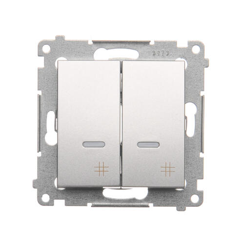 Łącznik krzyżowy podwójny z podświetleniem (moduł) 10AX, 250V~, szybkozłącza; srebrny mat - DW7/2L.01/43 - KONTAKT SIMON