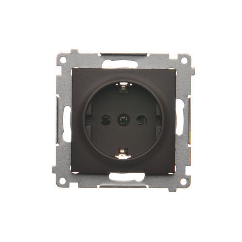 Gniazdo Schuko z przesłonami (moduł) 16A, 250V~, zaciski śrubowe; brąz mat - DGSz1Z.01/46 - KONTAKT SIMON