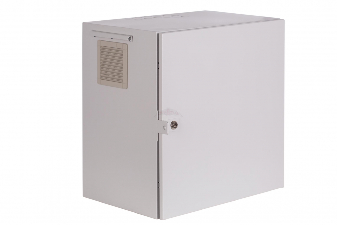 SZAFA WISZĄCA 19" 12UX600X400 MM IP 54, ŚCIANY BOCZNE PEŁNE, DRZWI PEŁNE, ZEWNĘTRZNA, RAL 7035 - SWK19-12U-40-DP-Z - SABAJ