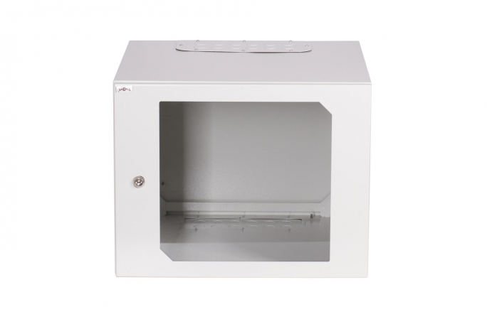 SZAFA WISZĄCA 19" 9UX600X600 IP 54, ŚCIANY BOCZNE PEŁNE, DRZWI Z SZYBĄ, ZEWNĘTRZNA, SZARY. - SWK19-9U-60-DS-Z - SABAJ