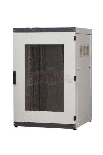 SZAFA STOJĄCA PYŁOSZCZELNA IP 54 24UX600X600 OSŁONA PEŁNA, BOKI ZDEJMOWANE, DRZWI SZYBA SZARY. - WR19-24U-66-DS-S - SABAJ