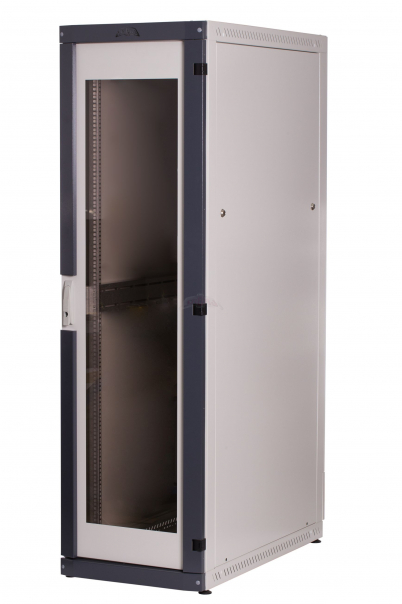 SZAFA 19" 45U, 800X1200, DRZWI PRZEDNIE PRZESZKLONE, SKRÓCONA OSŁONA TYLNA, RAL 7035 TYP ACE - ACE19-45U-812-S-D1 - SABAJ