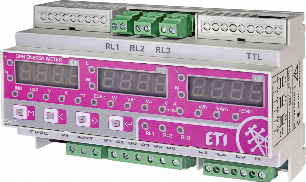 ANALIZATOR PARAMETRÓW SIECI NA SZYNĘ TH35 ENA3D - 004656579 - ETI