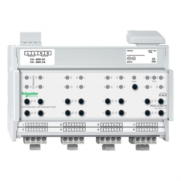 AKTOR ROLETOWO-ŻALUZJOWY REG-K 8X 230V 10A JASNOSZARY Z URUCHOMIENIEM RĘCZNYM KNX - MTN649808 - SCHNEIDER ELECTRIC