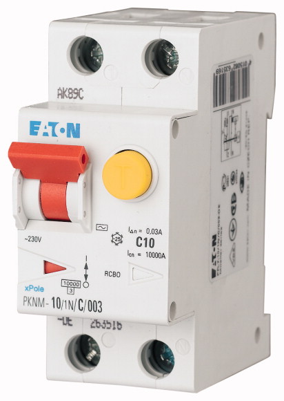 WYŁĄCZNIK RÓŻNICOWY Z CZŁONEM NADPRĄDOWYM 1+N-BIEGUNOWY PKNM-10/1N/B/001-MW - 236067 - EATON