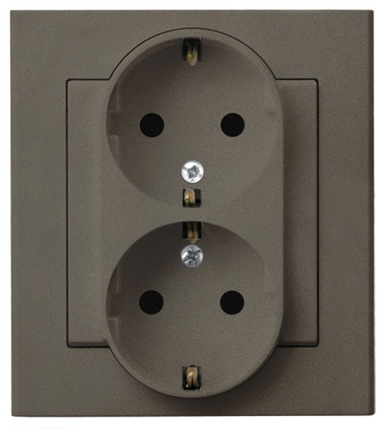 GNIAZDO PODWÓJNE Z UZIEMIENIEM SCHUKO CZEKOLADOWY METAL SONATA - GP-2RS/40 - OSPEL