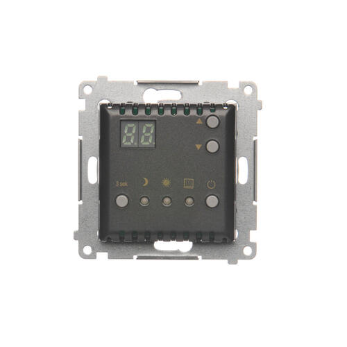 Regulator temperatury z wyświetlaczem z czujnikiem wewnętrznym (moduł) 16(2) A, 230V~; antracyt - DTRNW.01/48 - KONTAKT SIMON