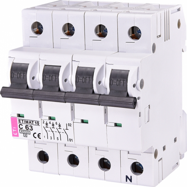 WYŁĄCZNIK NADPRĄDOWY ETIMAT 10 3P+N C63A 6KA - 002136722 - ETI