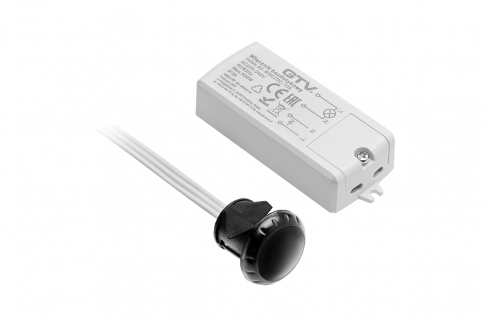 WŁĄCZNIK BEZDOTYKOWY DWUBIEGUNOWY 500W IP20 CZARNY - AE-WBEZDC-10S - GTV