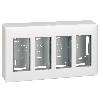 Obudowa natynkowa S500 4-modułowa, 8x K45; kompletna; czysta biel - 51000004-030 - KONTAKT SIMON
