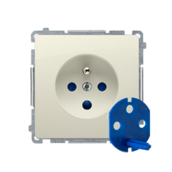Gniazdo wtyczkowe DATA z uziemieniem i kluczem uprawniającym (moduł) 16A, 250V~, zaciski śrubowe; beż - BMGD1.01/12 - KONTAKT SIMON