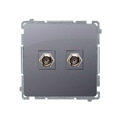 Gniazdo antenowe typu "F" podwójne (moduł); stal inox - BMAF2.01/21 - KONTAKT SIMON