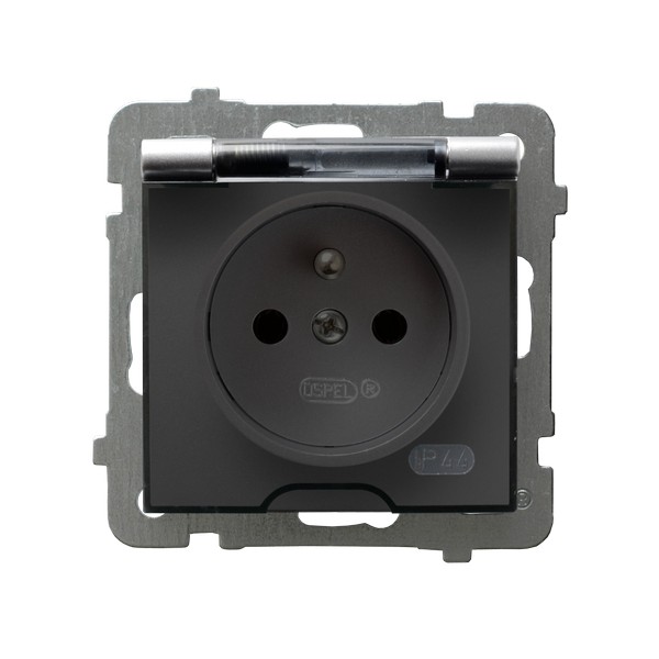 GNIAZDO BRYZGOSZCZELNE Z UZIEMIENIEM IP44 WIECZKO PRZEZROCZYSTE SREBRO AS. - GPH-1GZ/m/18/d - OSPEL