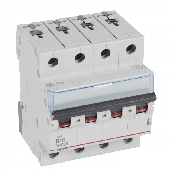 WYŁĄCZNIK NADPRĄDOWY B 16A 4-POLOWY CHARAKTERYSTYKA B SERII TX3 S 314 - 404154 - LEGRAND