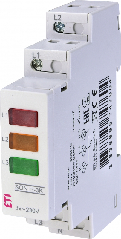SYGNALIZATOR OBECNOŚCI NAPIĘCIA (3 KOLORY LED) SON H-3K - 002471553 - ETI
