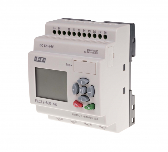 Sterownik swobodnie programowalny 8 wejść cyfrowych - FLC12-8DI-4R - F&F