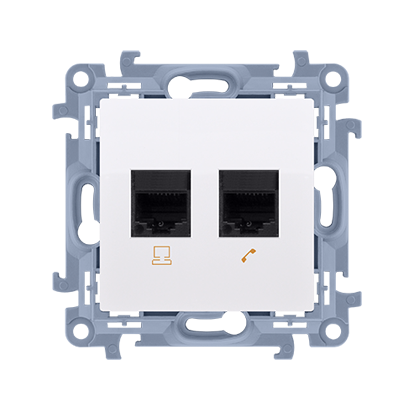 Gniazdo RJ45 kat. 6 + gniazdo telefoniczne RJ11 (moduł); biały - C6T.01/11 - KONTAKT SIMON