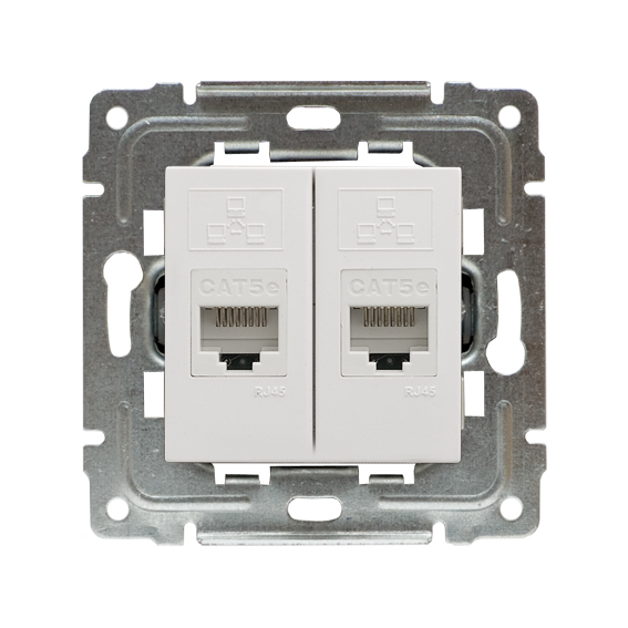 GNIAZDO KOMPUTEROWE PODWÓJNE RJ45 BEZ RAMKI, BIAŁY DANTE - 450467 - KOS