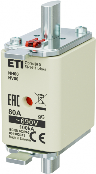 WKŁADKA TOPIKOWA NH - ZWŁOCZNA / KOMBI NH00 GG 80A/690V - 004182313 - ETI
