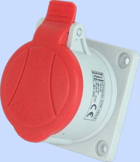 GNIAZDO TABLICOWE PROSTE 16A 5P CZERWONE IP54 GTP 16/5. - 921830 - ELEKTROMET DZIERŻONIÓW