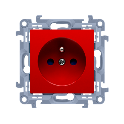 Gniazdo wtyczkowe z uziemieniem pojedyncze z przesłonami torów prądowych (moduł) 16A, 250V~, zaciski śrubowe; czerwone - CGZ1Z.01/22 - KONTAKT SIMON