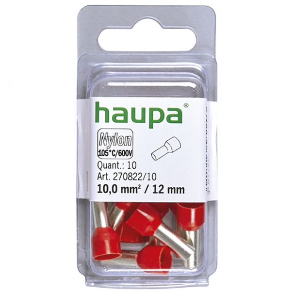 KOŃCÓWKA TULEJKOWA IZOLOWANA HTI - 10/12 CZERWONA 10 SZT. - 270822/10/B - HAUPA