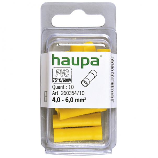 ZŁĄCZKA DOCZOŁOWA IZOLOWANA 4,0-6 MM PVC ŻÓŁTA 10 SZT. - 260354/10/B - HAUPA