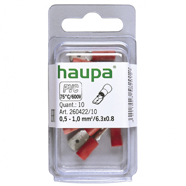 WSUWKA IZOLOWANA 0,5-1,0/6,3 X 0,8 PVC CZERWONA 10 SZT. - 260422/10/B - HAUPA