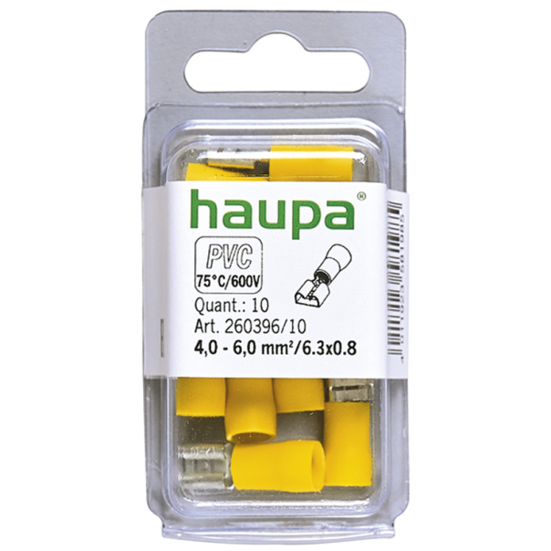 NASUWKA IZOLOWANA 4,0-6/0,8 X 6,3 PVC ŻÓŁTA 10 SZT. - 260396/10/B - HAUPA