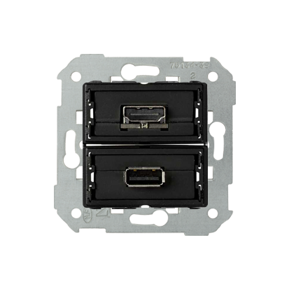 Gniazdo USB + HDMI (V1.4), żeńskie. Podłączenie HDMI kątowe. !Wymagana puszka podtynkowa wielopolowa (nie łączona) - 7501095-039 - KONTAKT SIMON