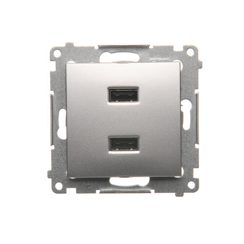 ŁADOWARKA 2XUSB 2.1 A 5V DC 230V SREBRNY MAT SIMON 54 - DC2USB.01/43 - KONTAKT SIMON