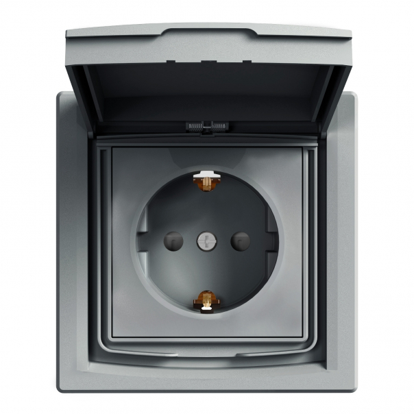 GNIAZDO POJEDYNCZE SCHUKO IP44 Z RAMKĄ STAL ASFORA. - EPH3100362 - SCHNEIDER ELECTRIC