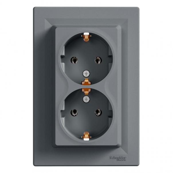 GNIAZDO PODWÓJNE SCHUKO STAL ASFORA. - EPH9900162 - SCHNEIDER ELECTRIC