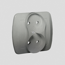 Gniazdo wtyczkowe bez uziemienia podwójne, ?16A, 250V~, zaciski śrubowe; aluminiowy - AG2/26 - KONTAKT SIMON
